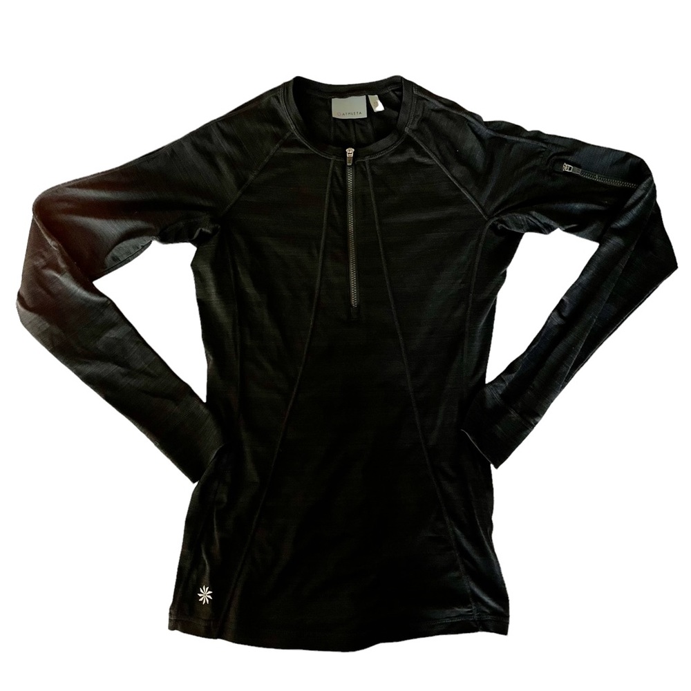Athleta Black 1/5 Zip Swim Top